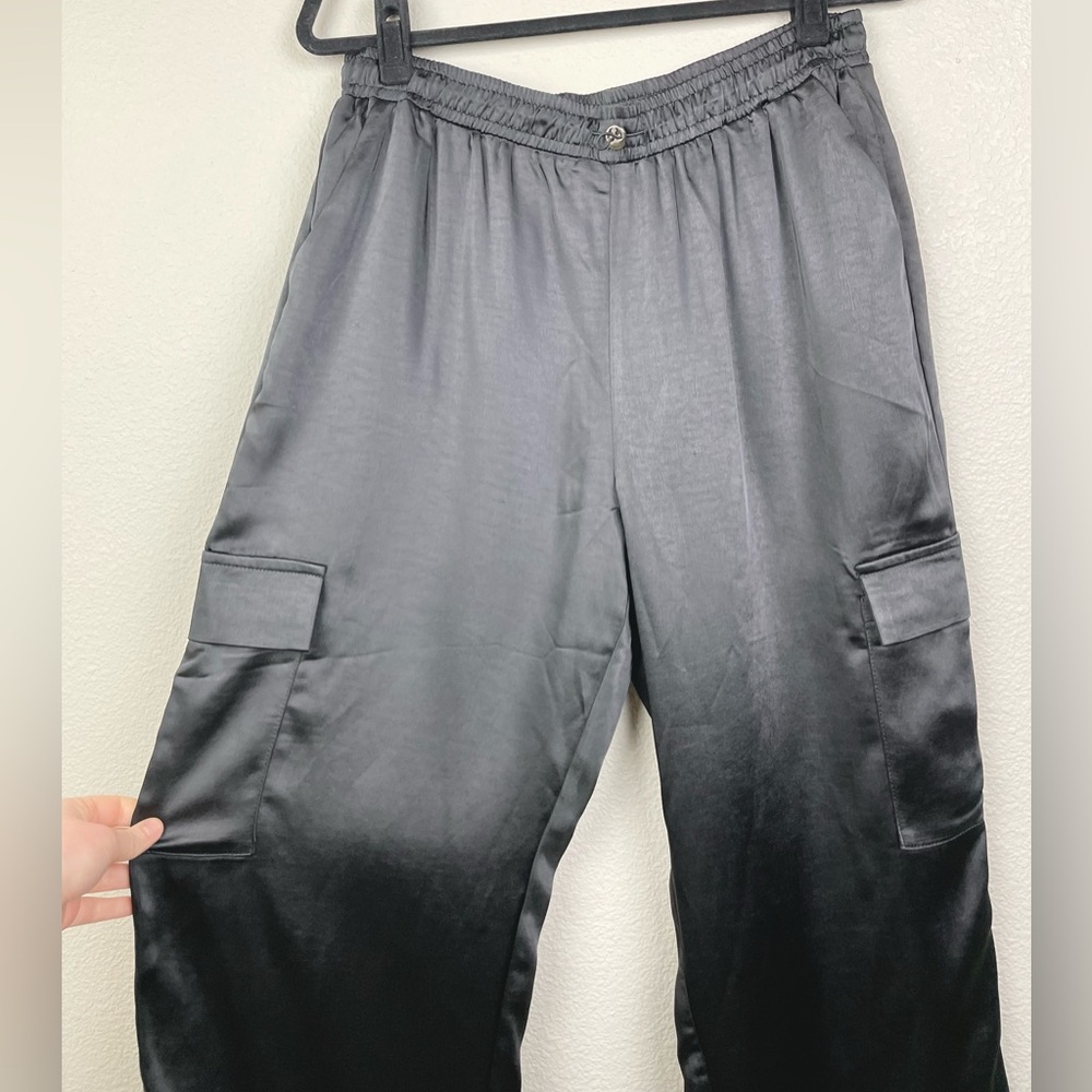 REVOLVE Superdown Women's Large Black Rita Cargo Pant Satin Pockets Drawstring - Picture 4 of 16